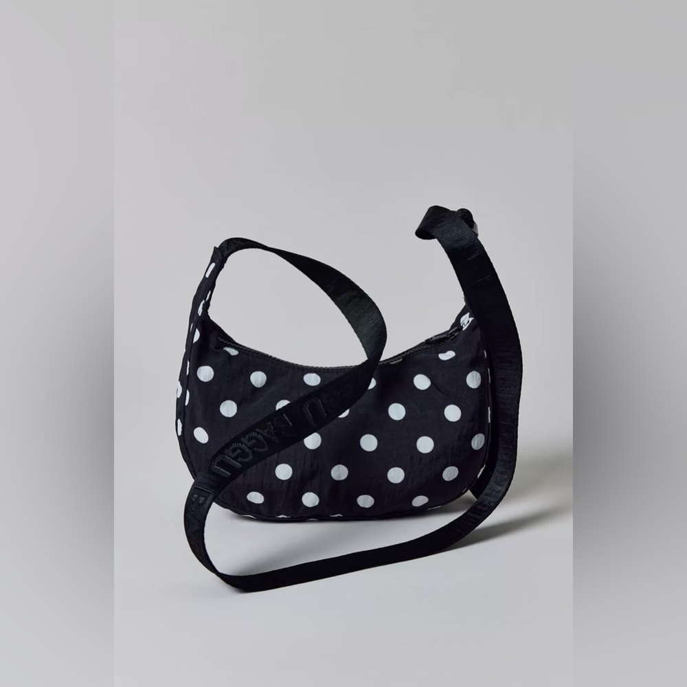 Baggu Black & White Polka Dot Small Nylon Crescent Bag UO Exclusive - NWT